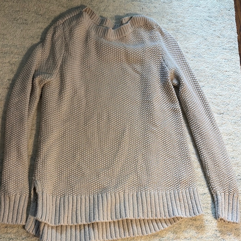 L.L. Bean Signature Tunic Cream Crew Neck Sweater Medium-Weight Knit